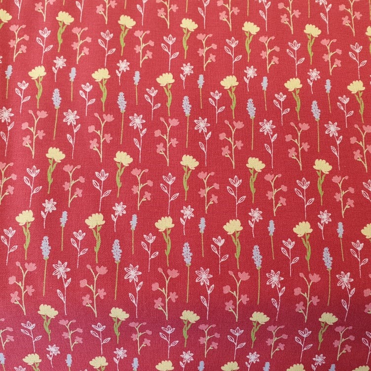 Fabric Freedom -Meadow Collection-Dusky Pink Flowers- FF332-1